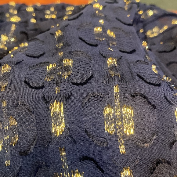 🐲💙J.Crew Gold Metallic Textured-Dot Navy Dress - Picture 6 of 12